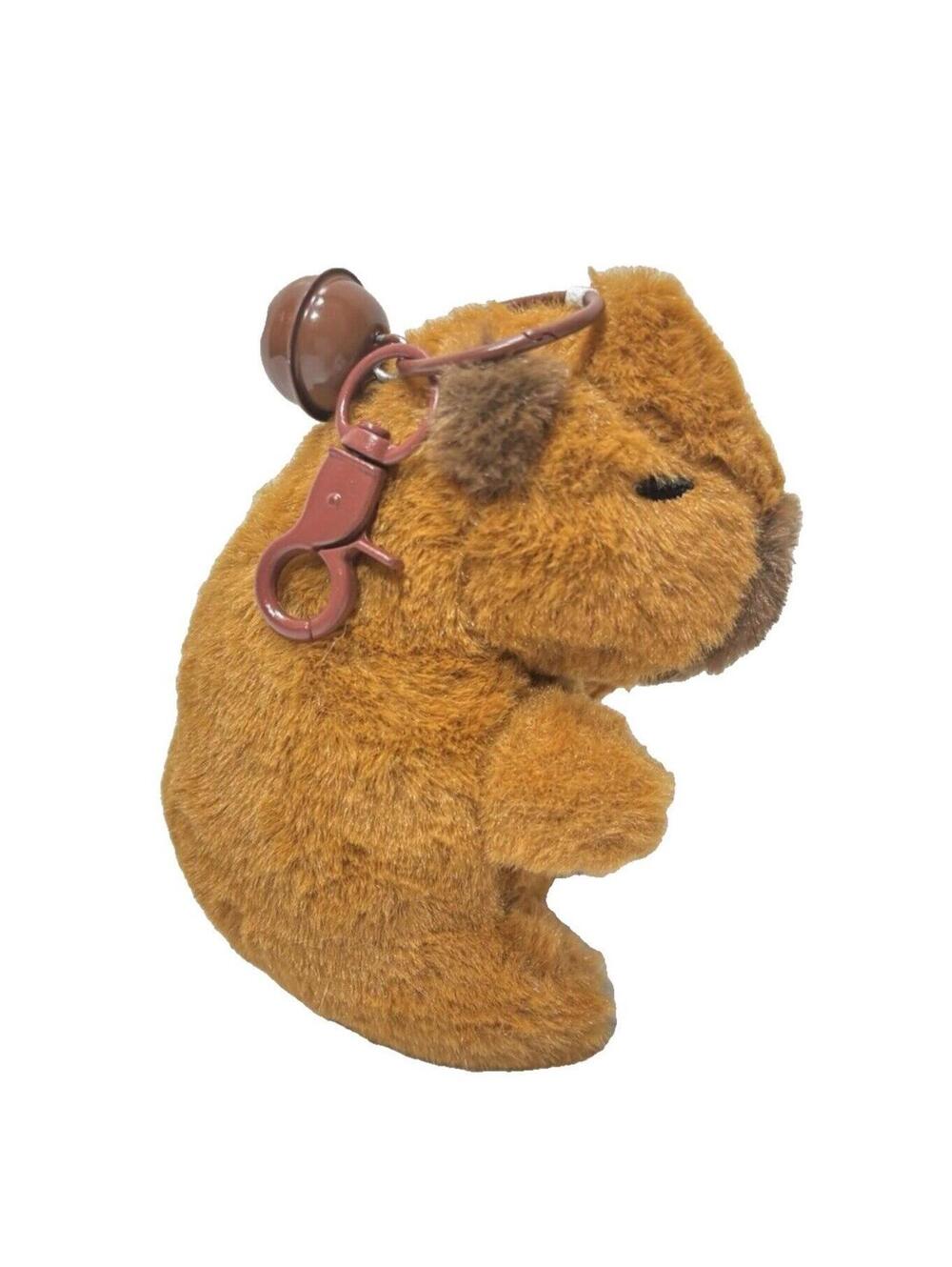Plush Capybara Keychain with Bell w Binder Keyring Cute New Mini Capy Teddy Bear